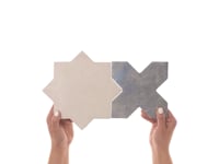 Parma White Matte Star and Denim Blue Matte Cross 6" Terracotta Look Porcelain Tile