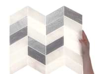 Elizabeth Sutton Meta Aspen Light Silver 2x5 Chevron Glossy Glass Mosaic Tile