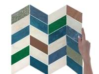 Elizabeth Sutton Meta Vermont Jade Green 2x5 Chevron Glossy Glass Mosaic Tile