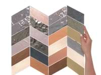 Elizabeth Sutton Meta Malibu Mixed Metallic 2x5 Chevron Glossy Glass Mosaic Tile