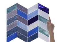 Elizabeth Sutton Meta Bayou Blue 2x5 Chevron Glossy Glass Mosaic Tile