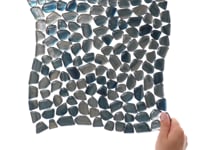 Komorebi Pebble Jet Stream Blue Polished Glass Mosaic Tile