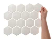 Nabi Hexagon Glacier White 3" Crackled Glossy Glass Mosaic Tile