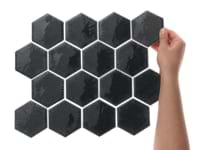 Nabi Hexagon Midnight Blue Green 3" Crackled Glossy Glass Mosaic Tile