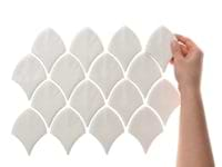 Nabi Fishscale Glacier White 3x4" Crackled Glossy Glass Mosaic Tile