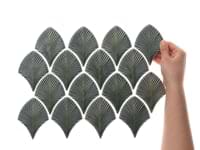 Nabi Fishscale Deep Emerald Green 3x4" Crackled Glossy Glass Mosaic Tile