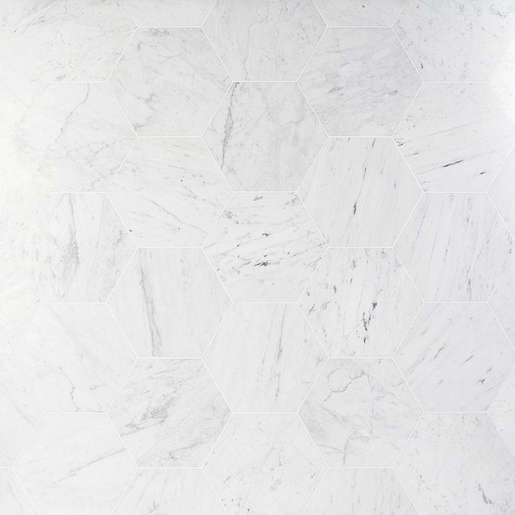 Carrara 10" Hexagon Honed Marble Tile