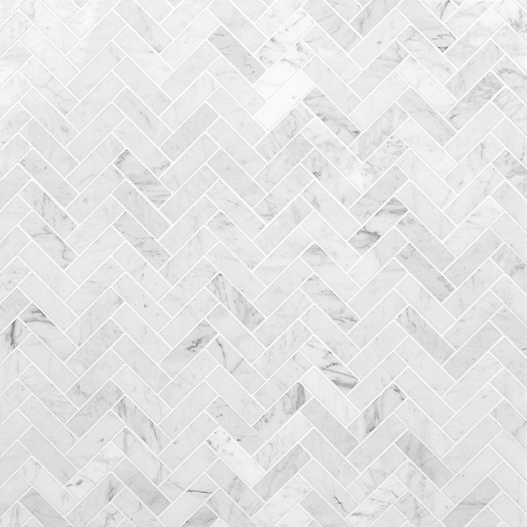 Carrara Herringbone 1x3 Polished Marble Mosaic Tile