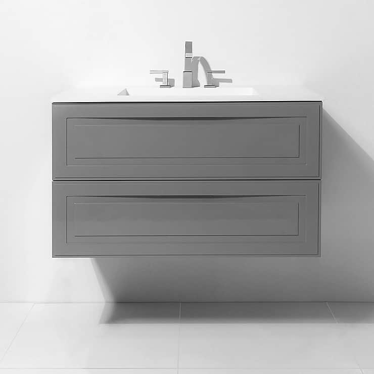 Alma Grigio Gray 36" Wall Mounted Vanity