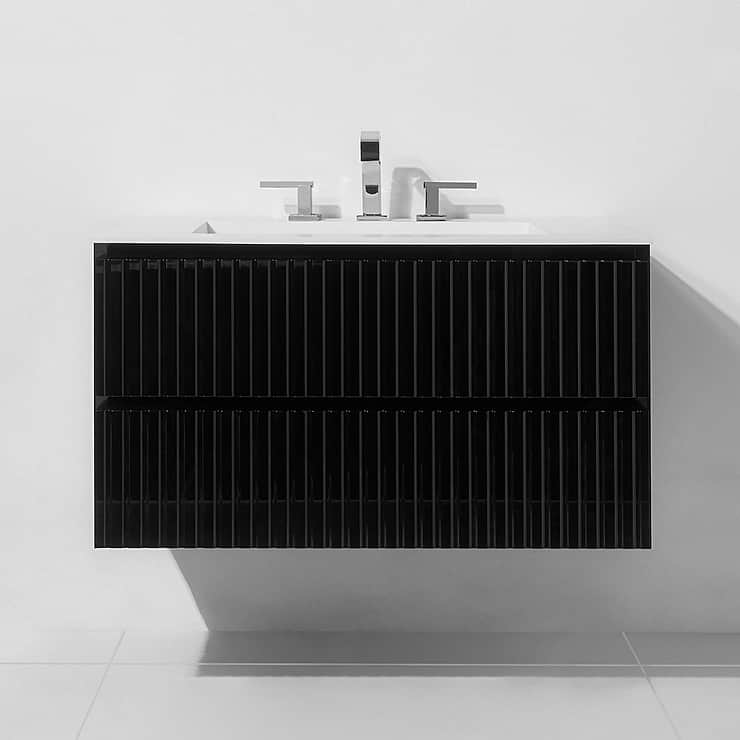 Linear Black Gloss 36" Single Vanity with Integrated Top