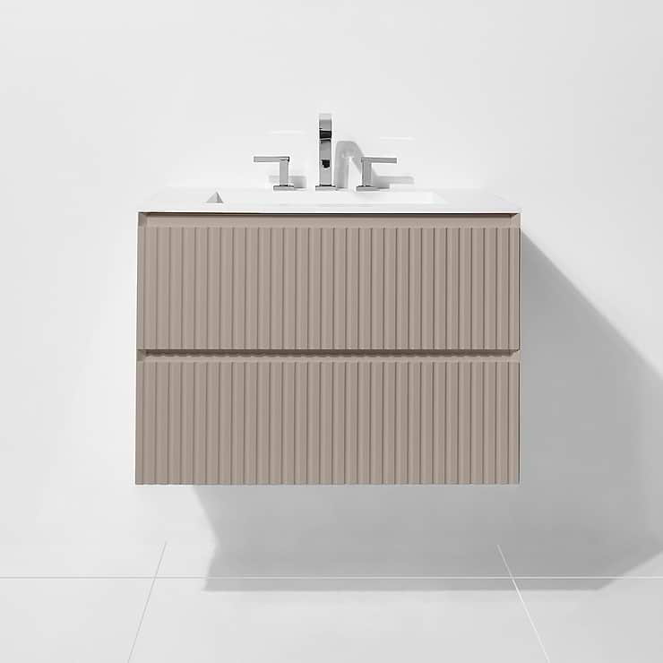 Linear Taupe Gloss 24" Single Vanity with Integrated Top