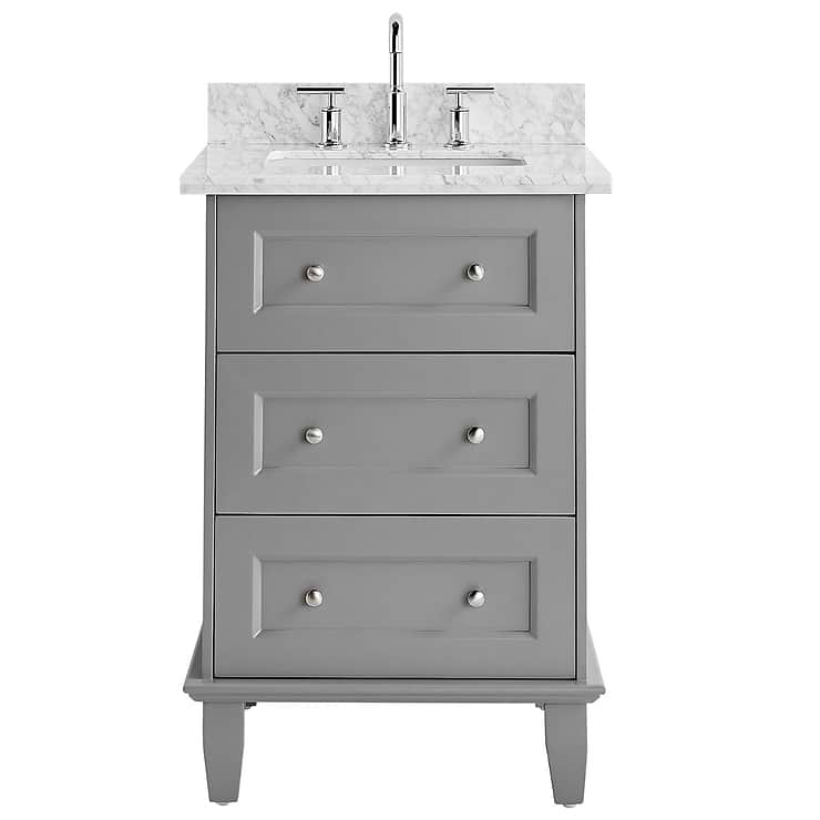 Nora 24" Gray Vanity with Carrara Marble Top and Ceramic Basin