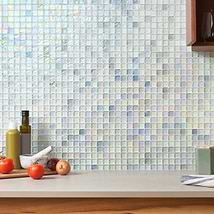 Splash Glacier White 1x1 Polished Glass Mosaic Tile