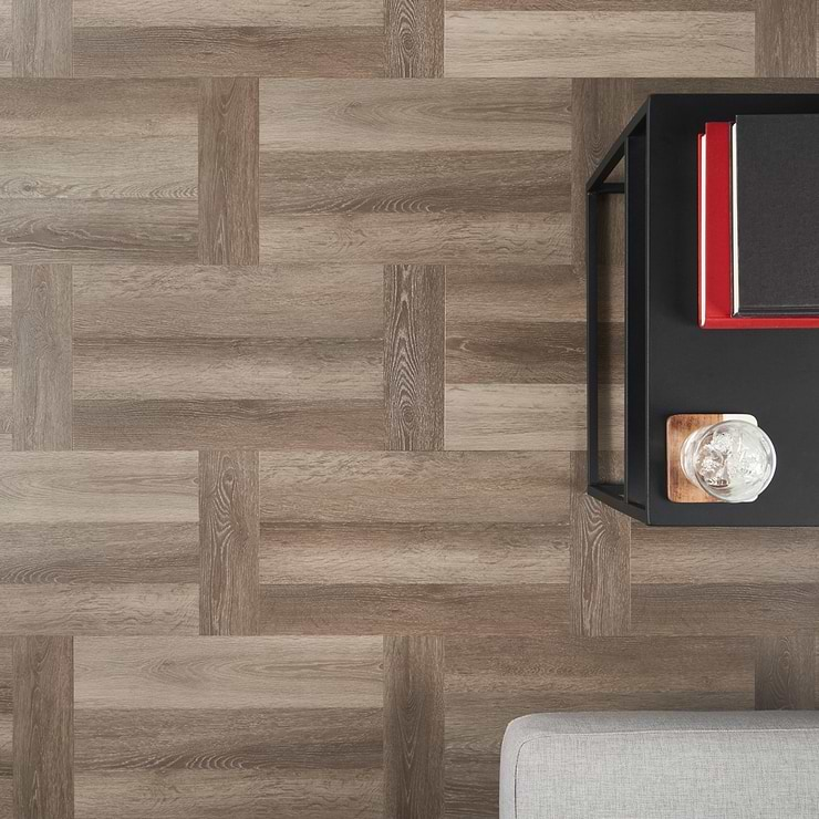 Stacy Garcia Fleetwood Parquet Mocha Rigid Core Click 12x24 Luxury Vinyl Tile