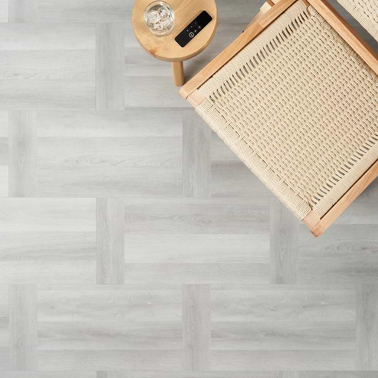 Stacy Garcia Fleetwood Parquet Silver Rigid Core Click 12x24 Luxury Vinyl Tile