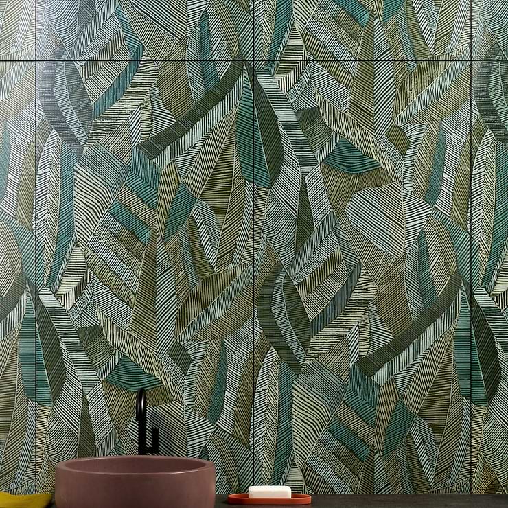 Monet Wild Atelier Green 24x48 Artisan Decor Matte Porcelain Wall Tile