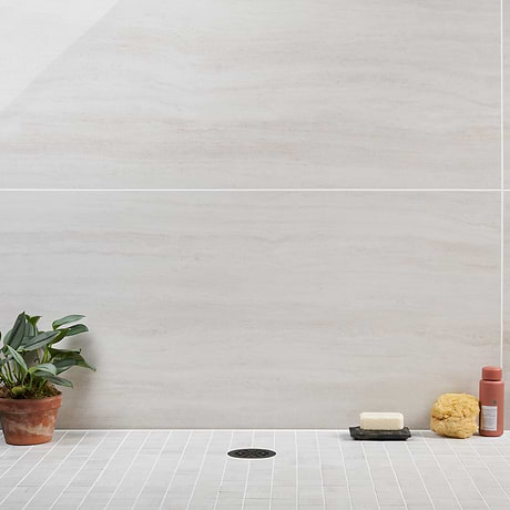 Nashville White 24x48 Travertine Look Polished Porcelain Tile