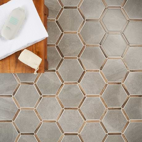 Sagon Cemento Gray 9" Hexagon Matte Porcelain Tile