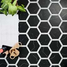 Sagon Nero Black 9" Hexagon Matte Porcelain Tile