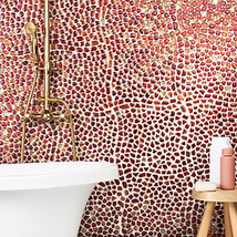 Komorebi Pebble Bonfire Red Polished Glass Mosaic Tile