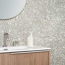 Komorebi Pebble Mineral Ice Gray Polished Glass Mosaic Tile