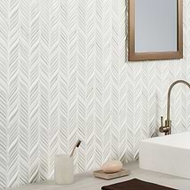 Nabi Alula Tundra Gray Chevron Crackled Glossy Glass Mosaic Tile