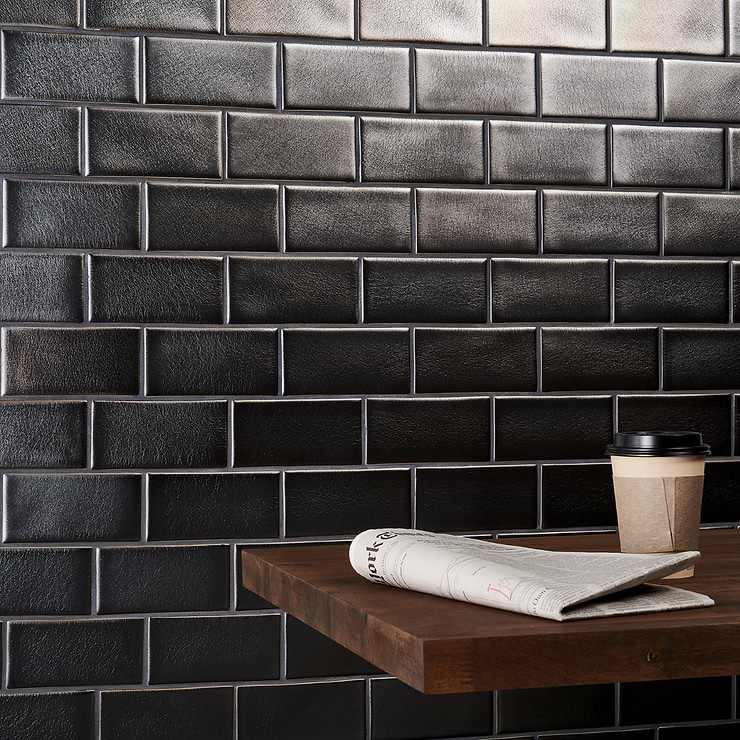 Nabi Subway Metallic Gunmetal Gray 3x6 Matte Glass Tile