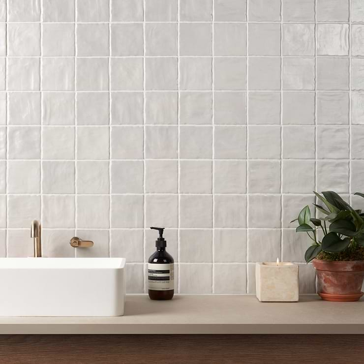 Montauk Gin White 4x4 Mixed Finish Ceramic Tile