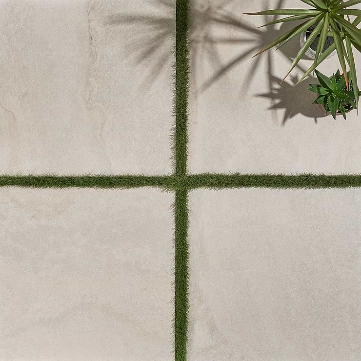 Acadia Warm Linen White 24x24 Limestone Look Matte Porcelain 2CM Outdoor Paver