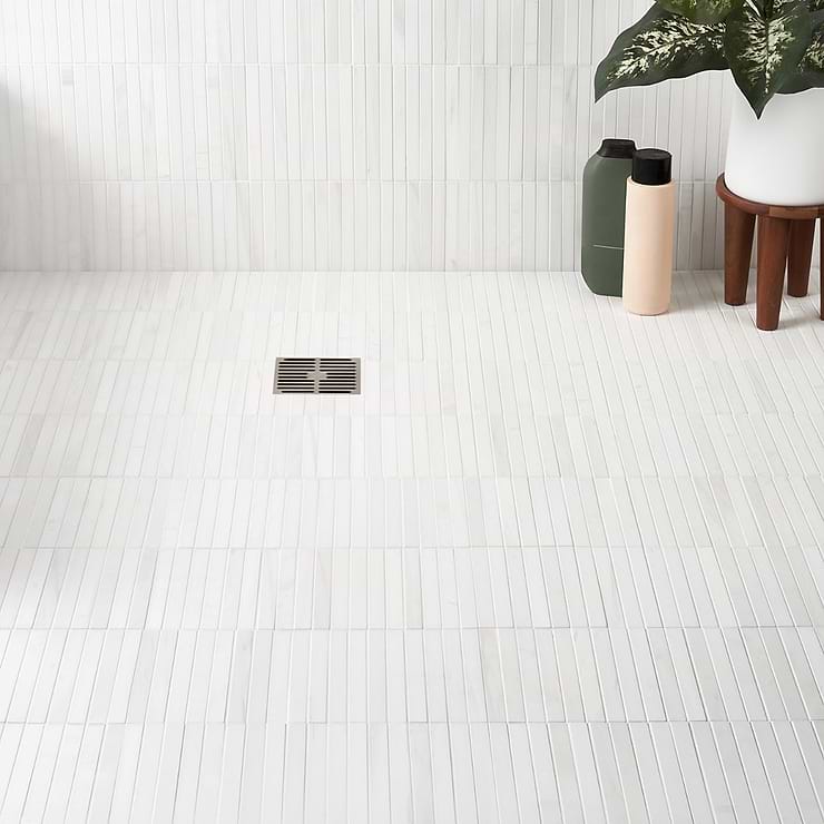 Bianco Dolomite White 1x6 Stacked Premium Honed Marble Mosaic Tile