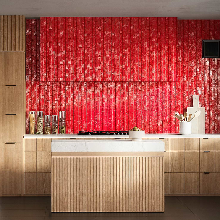 Wabi Sabi Crimson Red 1.5x9 Glossy Ceramic Tile