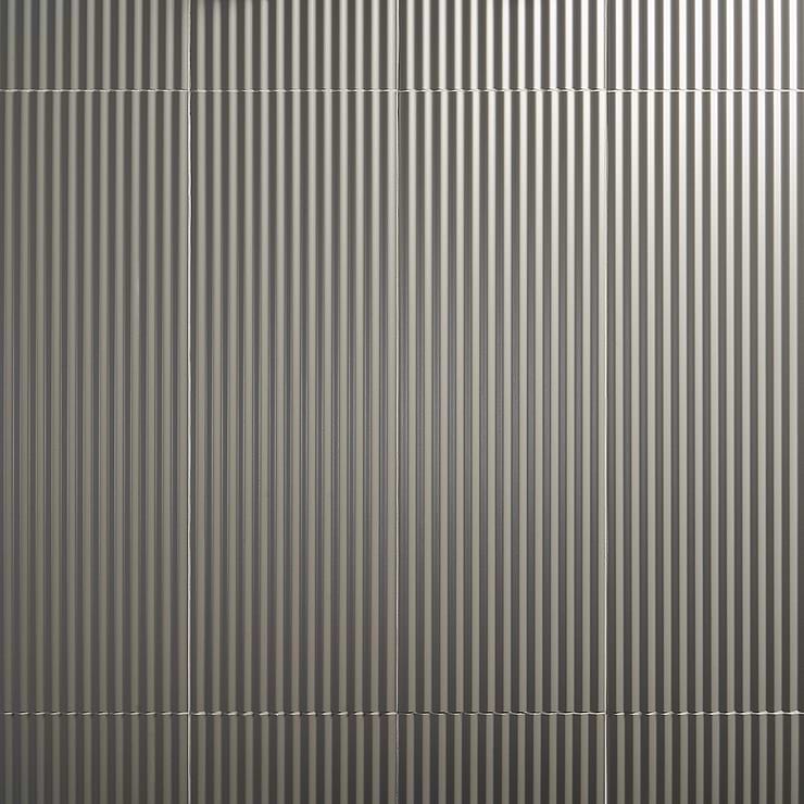 Mod Smoke Gray 12x36 3D Fluted Matte Ceramic Tile 
