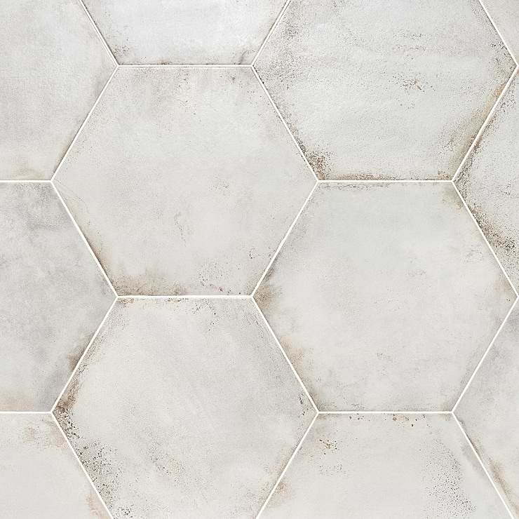 Angela Harris Flatiron White 20" Large Hexagon Matte Porcelain Tile