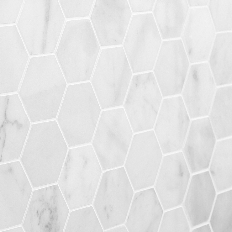 Carrara 2" Hexagon Polished Marble Mosaic Tile