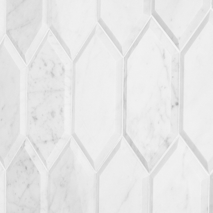 Carrara Beveled 8x4 Hexagon Polished Marble Tile
