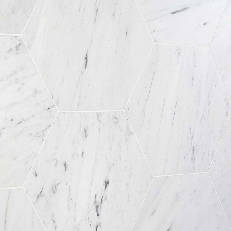 Carrara 10" Hexagon Honed Marble Tile