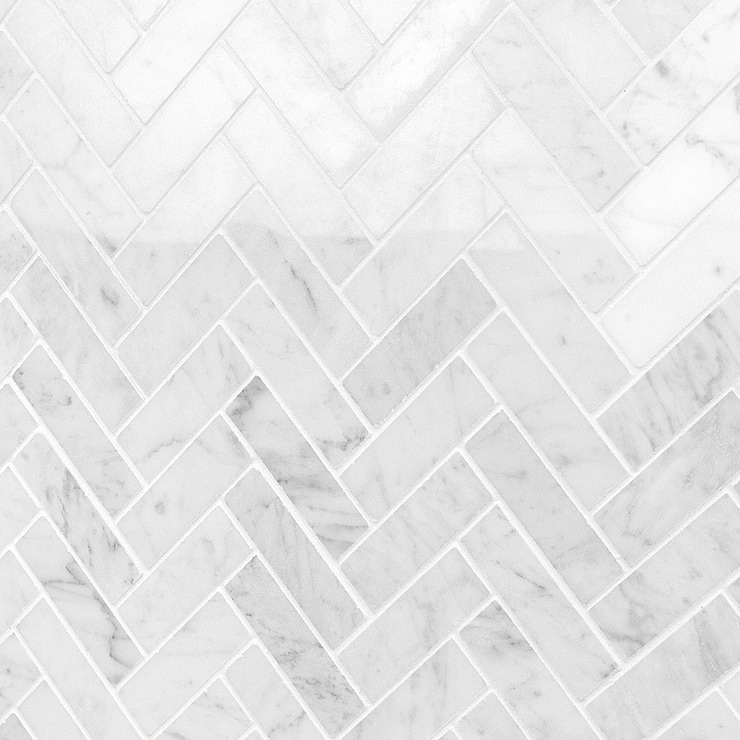 Carrara Herringbone 1x3 Polished Marble Mosaic Tile