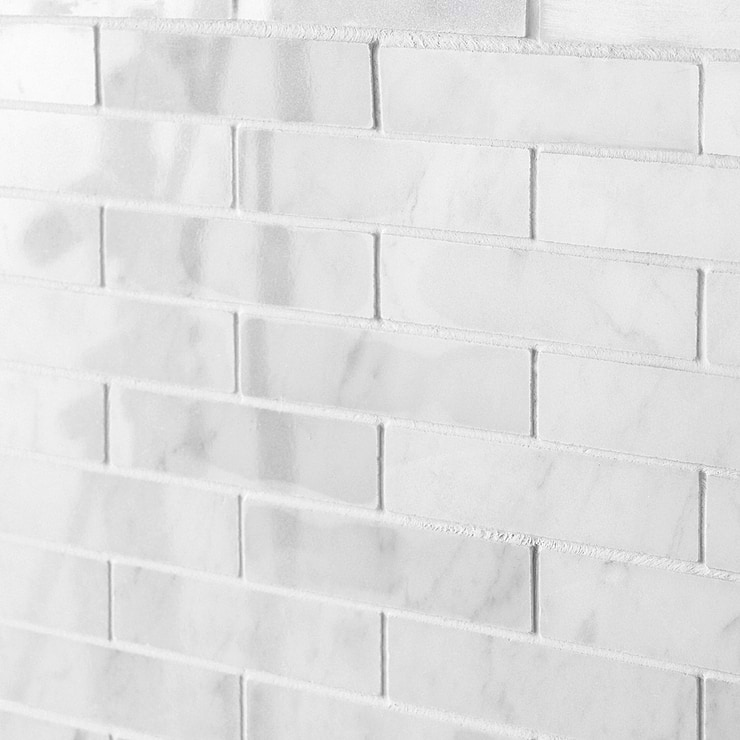 Carrara 3/4X4 Big Brick Pattern Polished Marble Mosaic Tile