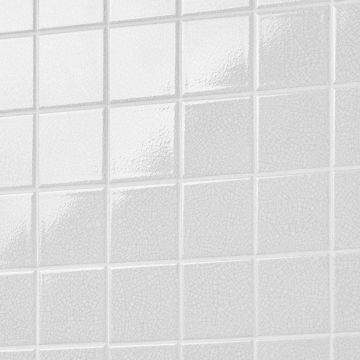 Sarina Vintage White 4x4 Glossy Crackled Ceramic Wall Tile