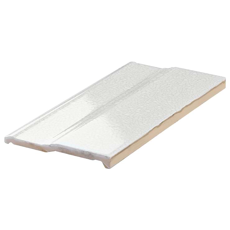 Sarina Vintage White 6x12 Glossy Crackled Ceramic Base Molding
