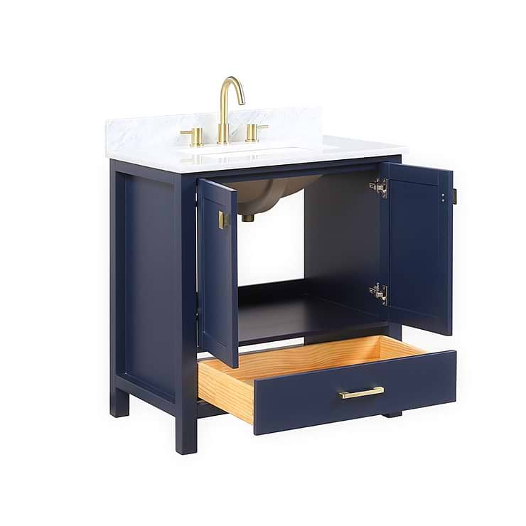 Athena 30'' Blue Vanity And Marble Counter