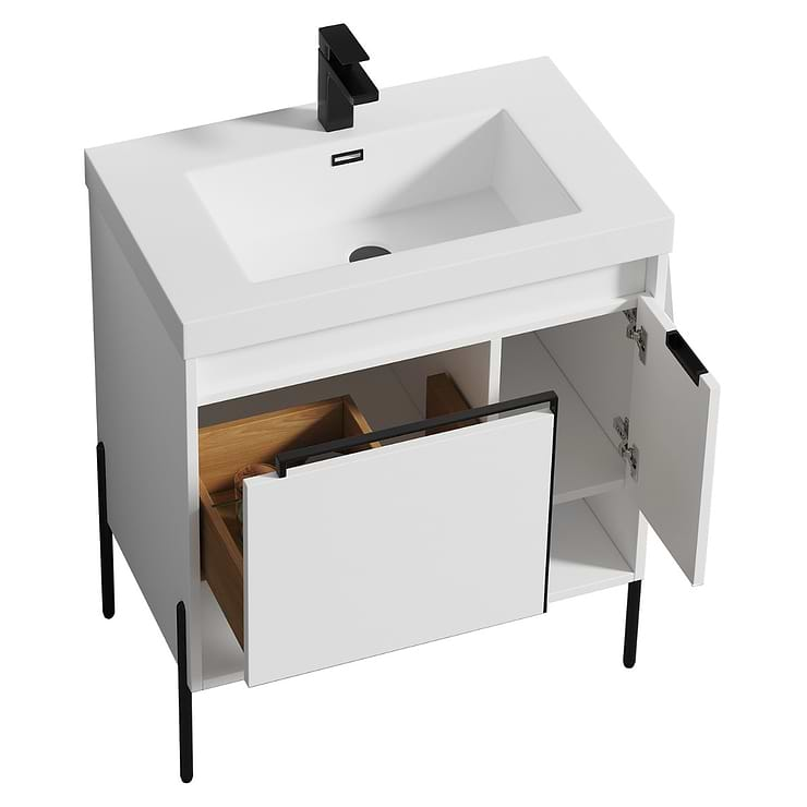 Kaleb 30'' White Vanity and Counter