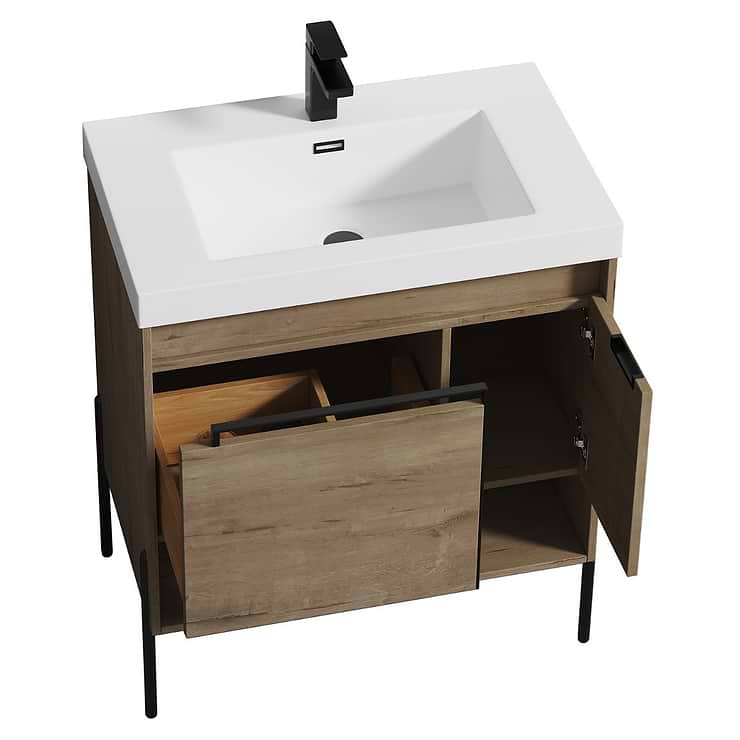 Kaleb 30'' Classic Oak Vanity and Counter