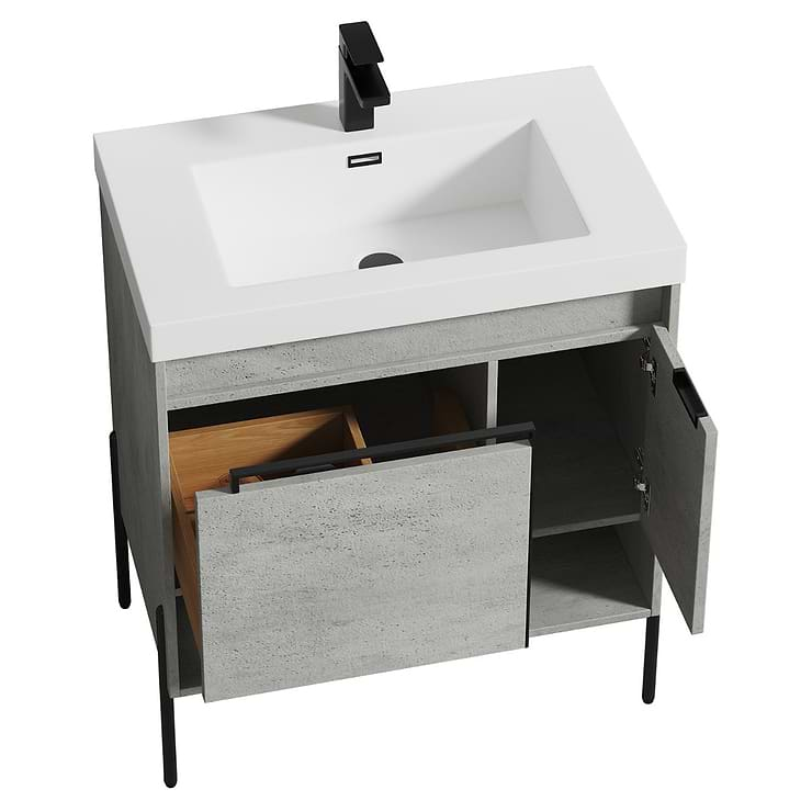 Kaleb 30'' Cement Gray Vanity and Counter