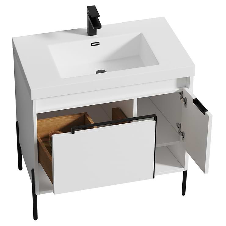 Kaleb 36'' White Vanity and Counter