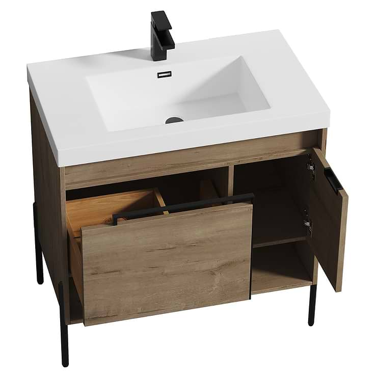 Kaleb 36'' Classic Oak Vanity and Counter