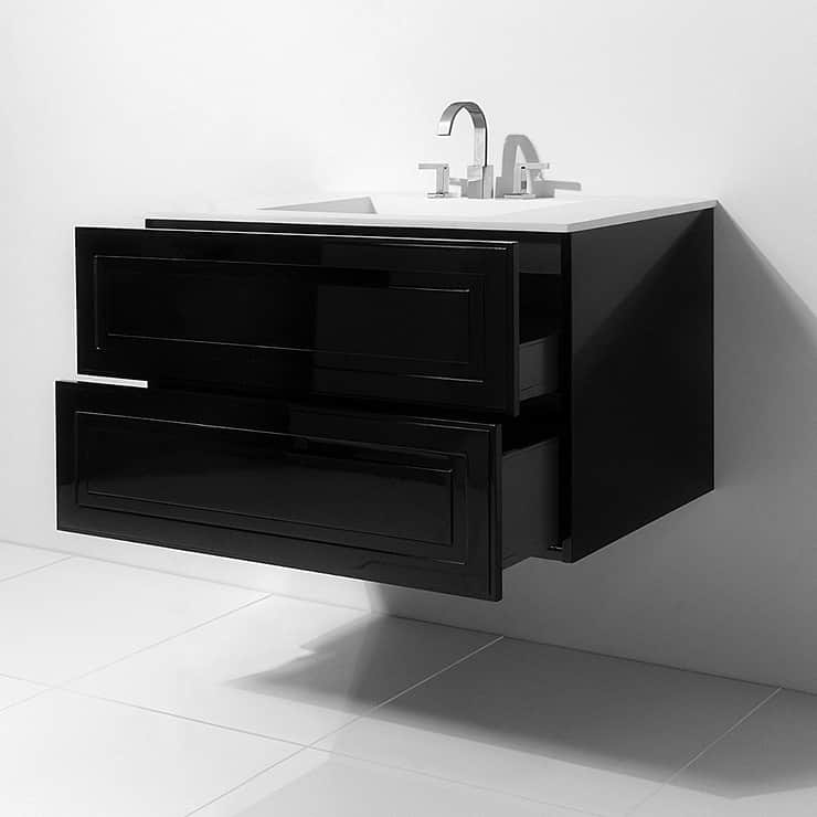 Alma Nero Black 30" Wall Mounted Vanity