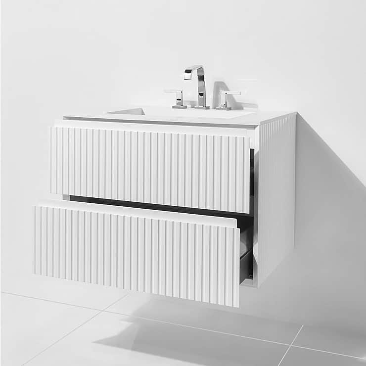 Linear White Gloss 24" Single Vanity with Integrated Top