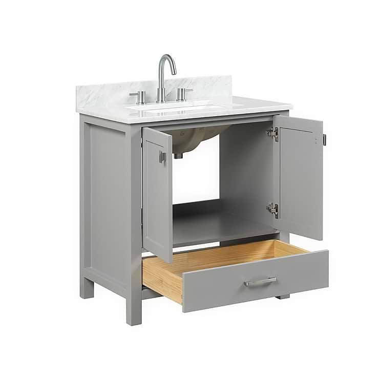 Athena 30'' Gray Vanity And Marble Counter