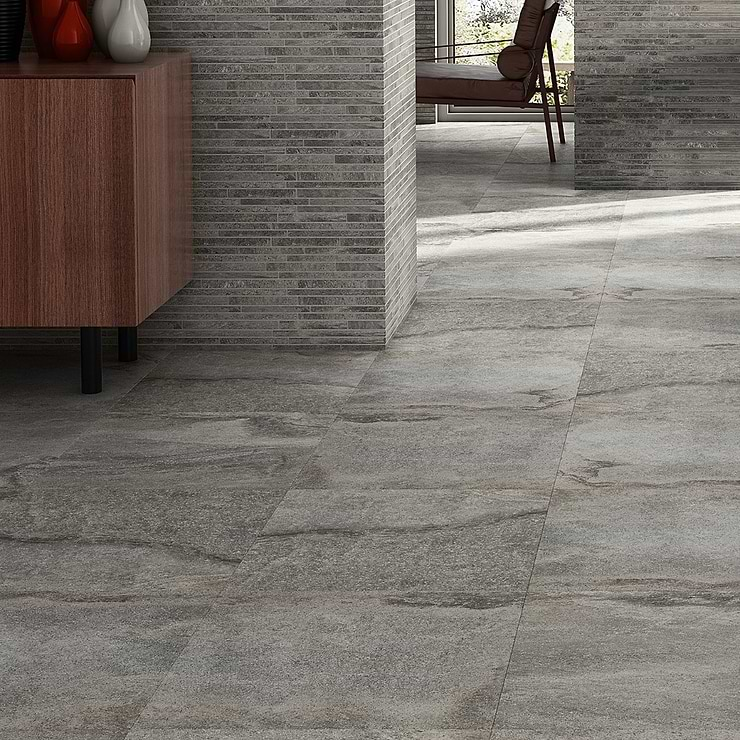 Acadia Slate Gray 24x24 Quartz Look Matte Porcelain Tile